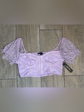 Lilac Lace Shoulder Bustier Top